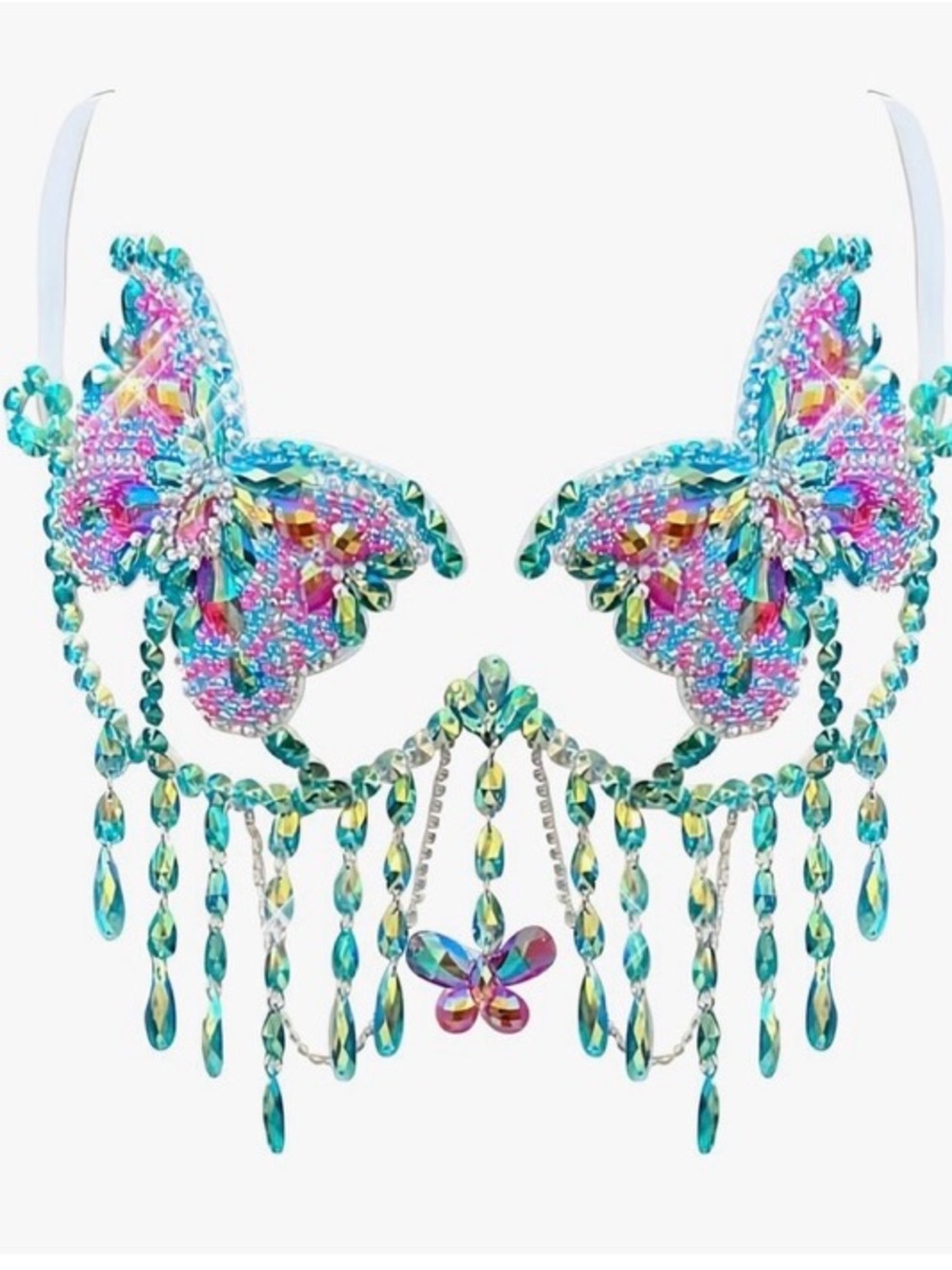 iHeartRaves Iridescent Butterfly Crystal Bra with matching Bottoms